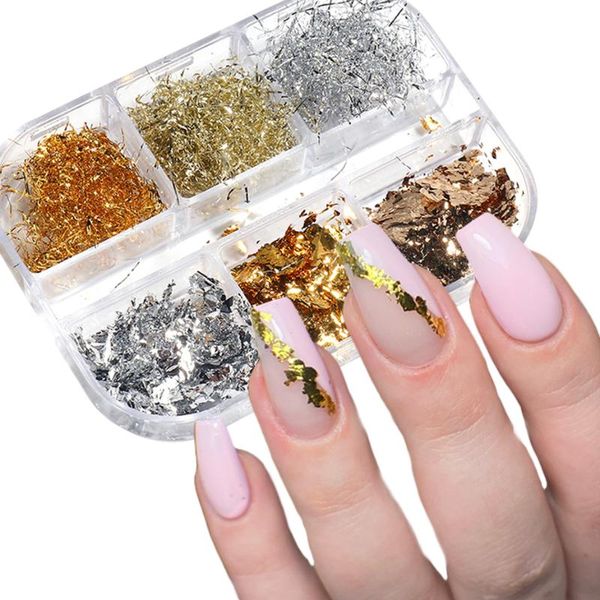 nail glitter gold silver aluminum foil flakes shinning irregular broken sequins wire powder manicure accessories le1909-04, Silver;gold
nail glitter gold silver aluminum foil flakes shinning irregular broken sequins wire powder manicure accessories le1909-04, Silver;gold
