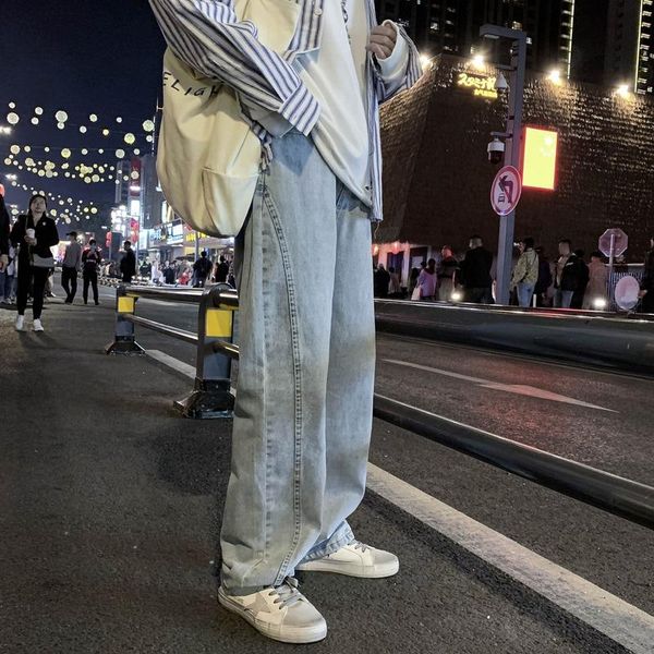 men's jeans spring and autumn loose straight fashion brand korean style wide leg mopping daddy pants student casual trousers, Blue
men's jeans spring and autumn loose straight fashion brand korean style wide leg mopping daddy pants student casual trousers, Blue