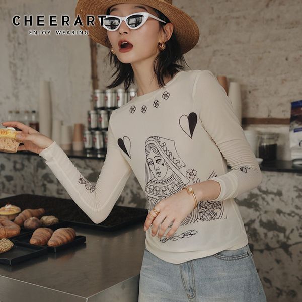 mesh t shirt women long sleeve poker print see through summer fashion graphic tees femme 210427, White
mesh t shirt women long sleeve poker print see through summer fashion graphic tees femme 210427, White