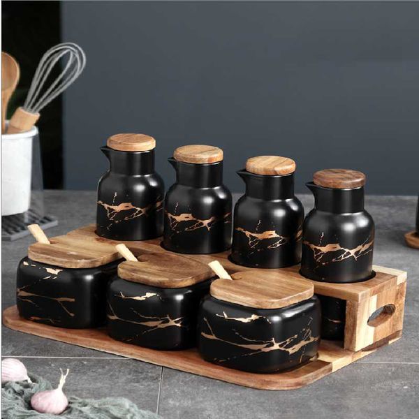 kitchen seasoning pot set nordic style marbled ceramic box household msg salt shaker combination storage bottles & jars
kitchen seasoning pot set nordic style marbled ceramic box household msg salt shaker combination storage bottles & jars