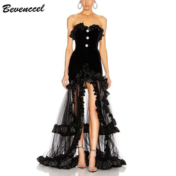 bevenccel 2021 arrival elegant strapless maxi dress women ruffles celebrity party vestidos long casual dresses, Black;gray
bevenccel 2021 arrival elegant strapless maxi dress women ruffles celebrity party vestidos long casual dresses, Black;gray