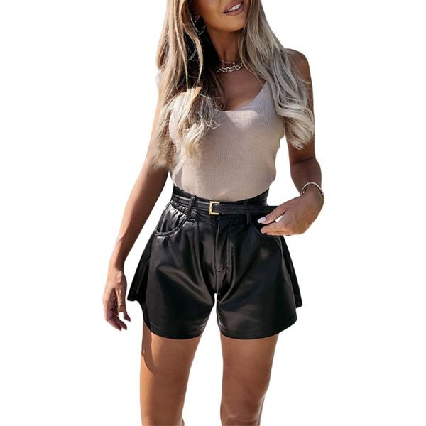 women's shorts hirigin women leather pu solid color middle waist loose short pants with pockets for girls, black/khaki, White;black
women's shorts hirigin women leather pu solid color middle waist loose short pants with pockets for girls, black/khaki, White;black