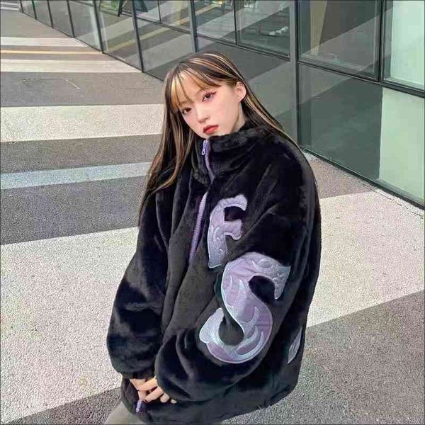 women's jackets inverno novas letras bordadas imitação de pele coelho com zÃper jaqueta feminina solta ins rua peludo maré roupas femin, Black;brown
women's jackets inverno novas letras bordadas imitação de pele coelho com zÃper jaqueta feminina solta ins rua peludo maré roupas femin, Black;brown