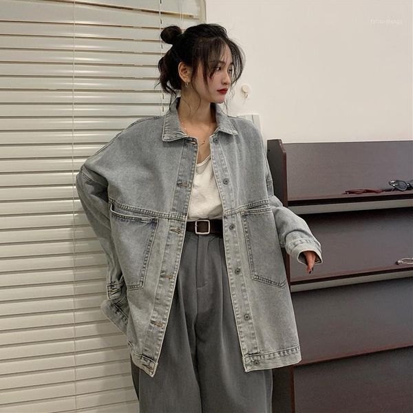 women's jackets womens clothing loose jeans coat 2021 spring fashion vintage oversized female denim jacket solid ladies outercoat chaqu, Black;brown
women's jackets womens clothing loose jeans coat 2021 spring fashion vintage oversized female denim jacket solid ladies outercoat chaqu, Black;brown