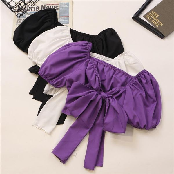 women's blouses & shirts european summer design sense strapping bowknot solid color off-shoulder pleated slim puff sleeve short shirt, White
women's blouses & shirts european summer design sense strapping bowknot solid color off-shoulder pleated slim puff sleeve short shirt, White