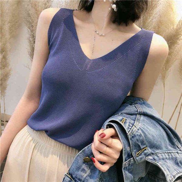 basic knitted vests women v-neck solid sleeveless tank female casual summer knit shirt woman pink black korea femme, White
basic knitted vests women v-neck solid sleeveless tank female casual summer knit shirt woman pink black korea femme, White
