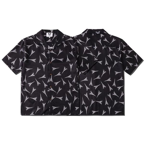 men's casual shirts street brand men and women couples fold-down collar loose-fit creative iron tower printed summer short-sleeved shir, White;black
men's casual shirts street brand men and women couples fold-down collar loose-fit creative iron tower printed summer short-sleeved shir, White;black