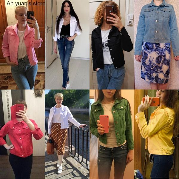 women's jackets ah yuan jeans jacket women green 2021 autumn womens coats basic female slim stretch short coat feminina clothes, Black;brown
women's jackets ah yuan jeans jacket women green 2021 autumn womens coats basic female slim stretch short coat feminina clothes, Black;brown