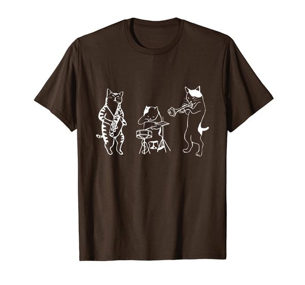 jazz cats trio jam musical sax trumpet drums funny t-shirt, White;black