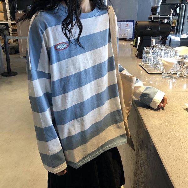 women's t-shirt embroidered letter stripe bf loose tshirts ulzzang chic kawaii girl female cute harajuku tunic for women, White
women's t-shirt embroidered letter stripe bf loose tshirts ulzzang chic kawaii girl female cute harajuku tunic for women, White