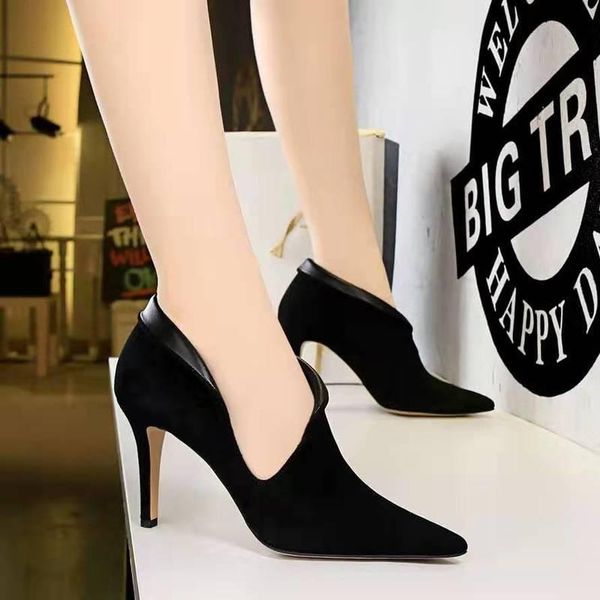 dress shoes bigtree office woman high heel nightclub women pumps party hollow out female flock pointed toe mujer thin, Black
dress shoes bigtree office woman high heel nightclub women pumps party hollow out female flock pointed toe mujer thin, Black
