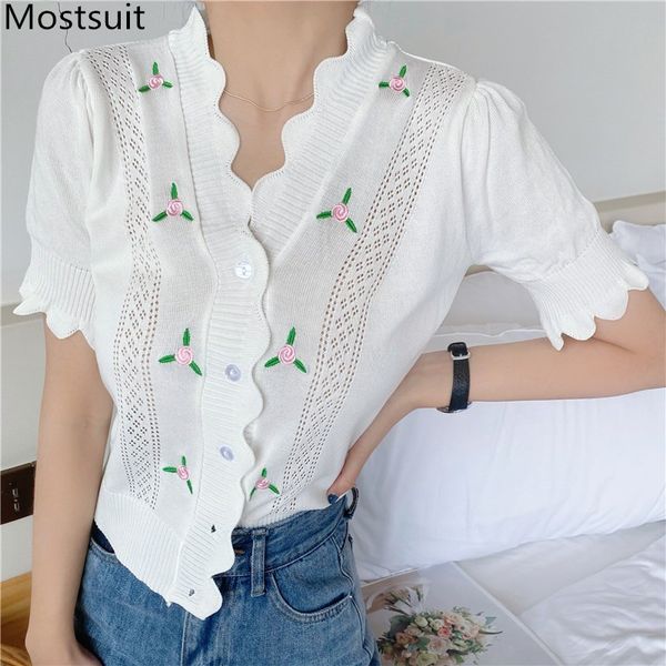 floral embroidered knitted cardigan women summer short sleeve v-neck single breasted sweater korean fashion ladies jumpers 210514, White
floral embroidered knitted cardigan women summer short sleeve v-neck single breasted sweater korean fashion ladies jumpers 210514, White