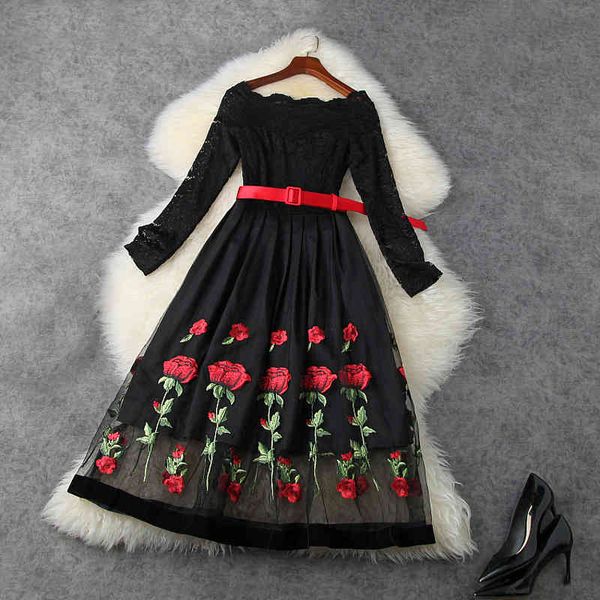 casual dresses spring long sleeve slash neck black lace panelled tulle floral embroidery belted mid-calf dress elegant lj11t11782 xw76, Black;gray
casual dresses spring long sleeve slash neck black lace panelled tulle floral embroidery belted mid-calf dress elegant lj11t11782 xw76, Black;gray