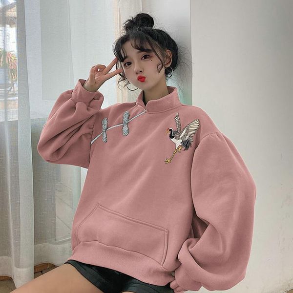women's hoodies & sweatshirts vintage style print button pockets clothing loose stand long sleeve pullover and embroidery ladies, Black
women's hoodies & sweatshirts vintage style print button pockets clothing loose stand long sleeve pullover and embroidery ladies, Black