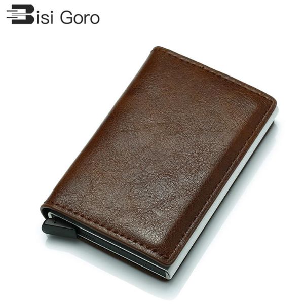 card holders bisi goro fashion auto solid aluminium case anti rfid protection bank leather porta tarjetas, Brown;gray
card holders bisi goro fashion auto solid aluminium case anti rfid protection bank leather porta tarjetas, Brown;gray