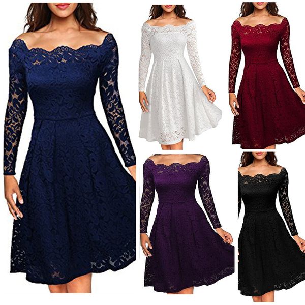 luxury casual drs2021 temperament elegant boutique lace off the shoulder swing long short sleeve drs, Black;gray
luxury casual drs2021 temperament elegant boutique lace off the shoulder swing long short sleeve drs, Black;gray