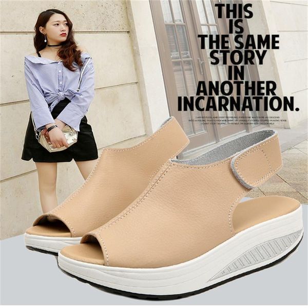 fashion summer sandals women shake shoes thick wedges slope platform head leather casual flats, Black
fashion summer sandals women shake shoes thick wedges slope platform head leather casual flats, Black