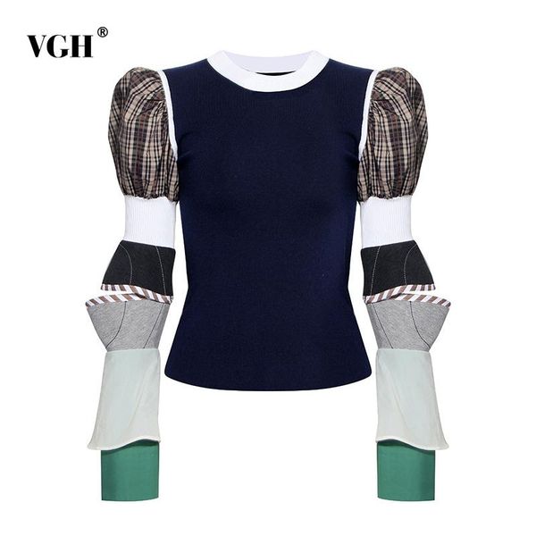 women's sweaters vgh casual patchwork plaid knitted female puff sleeve removable long sleeves sweater women fashion clothes 2021 autum, White;black
women's sweaters vgh casual patchwork plaid knitted female puff sleeve removable long sleeves sweater women fashion clothes 2021 autum, White;black