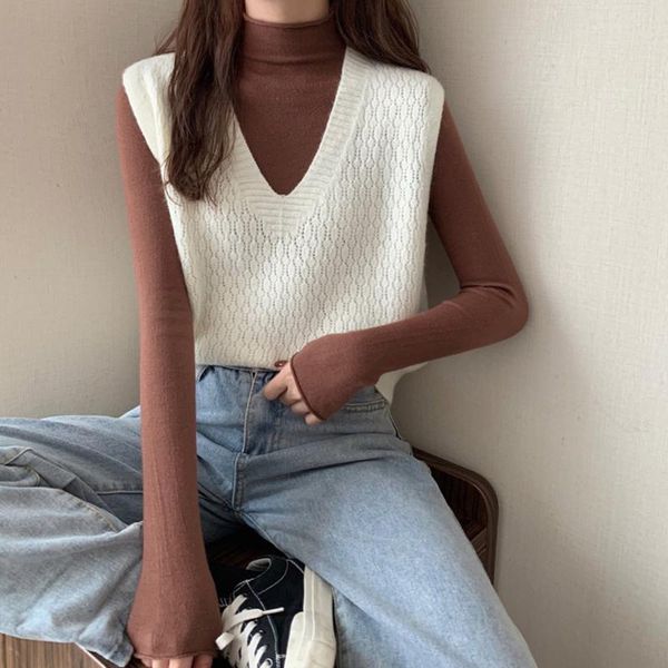 women's tanks & camis rimocy v neck knitted vest sweater woman 2021 autumn winter solid color sleeveless pullover comfortable soft ladi, White
women's tanks & camis rimocy v neck knitted vest sweater woman 2021 autumn winter solid color sleeveless pullover comfortable soft ladi, White