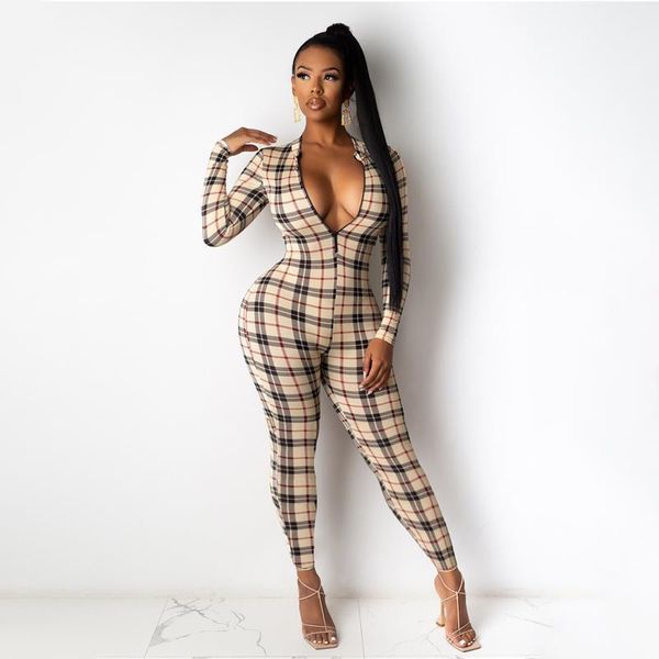 spring autumn zipper long sleeve womens rompers fashion plaid print skinny streetwear monos mujer, Black;white
spring autumn zipper long sleeve womens rompers fashion plaid print skinny streetwear monos mujer, Black;white