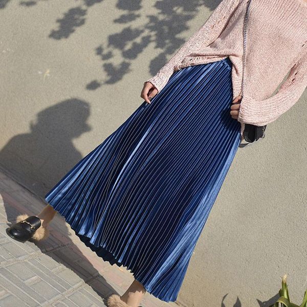 skirts autumn metallic a-line maxi long pleated winter elegant drape shine satin ankle, Black
skirts autumn metallic a-line maxi long pleated winter elegant drape shine satin ankle, Black