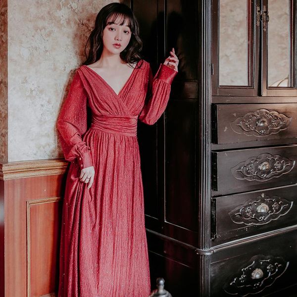 casual dresses 2021 spring and summer french retro high-waist v-neck long-sleeved pleated dress with waist mid-length, Black;gray
casual dresses 2021 spring and summer french retro high-waist v-neck long-sleeved pleated dress with waist mid-length, Black;gray