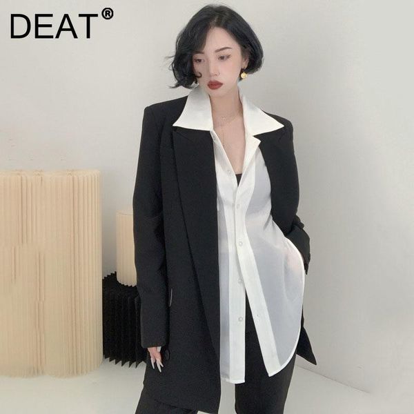 women's suits & blazers deat 2021 women fashion loose black lapel long sleeve fake two-piece single breasted lining blazer summer and a, White;black
women's suits & blazers deat 2021 women fashion loose black lapel long sleeve fake two-piece single breasted lining blazer summer and a, White;black