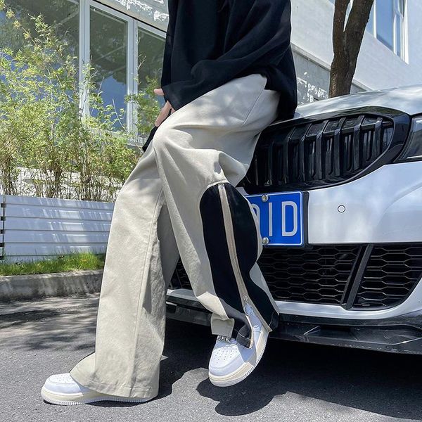 men's pants khaki/black men fashion wide leg autumn streetwear casual cotton loose straight pant mens patchwork side zipper trousers
men's pants khaki/black men fashion wide leg autumn streetwear casual cotton loose straight pant mens patchwork side zipper trousers