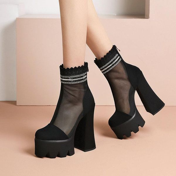 flock leather black women ankle boots high heels shoes punk platform back zipper spring summer mesh 15cm
flock leather black women ankle boots high heels shoes punk platform back zipper spring summer mesh 15cm