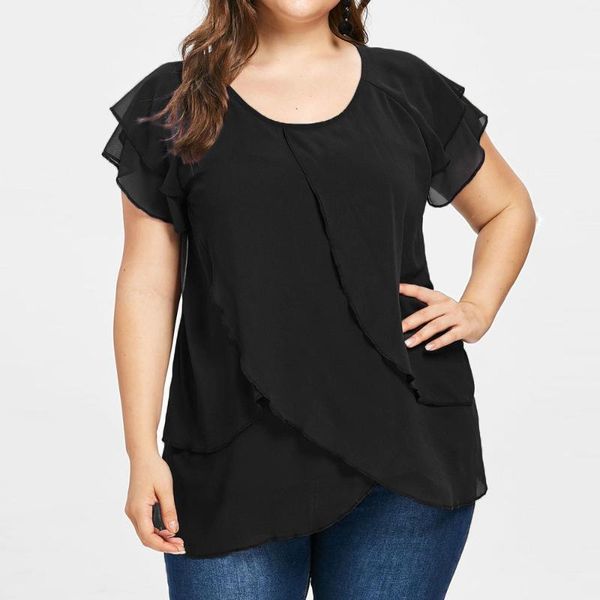 women's t-shirt plus size women chiffon casual short sleeve tshirts solid color ruffles harajuku o neck tee shirt femme camisetas, White
women's t-shirt plus size women chiffon casual short sleeve tshirts solid color ruffles harajuku o neck tee shirt femme camisetas, White