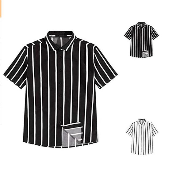 men's casual shirts 2021 summer gothic men striped shirt short sleeve slim fitness male fashion blouse stripe, White;black
men's casual shirts 2021 summer gothic men striped shirt short sleeve slim fitness male fashion blouse stripe, White;black
