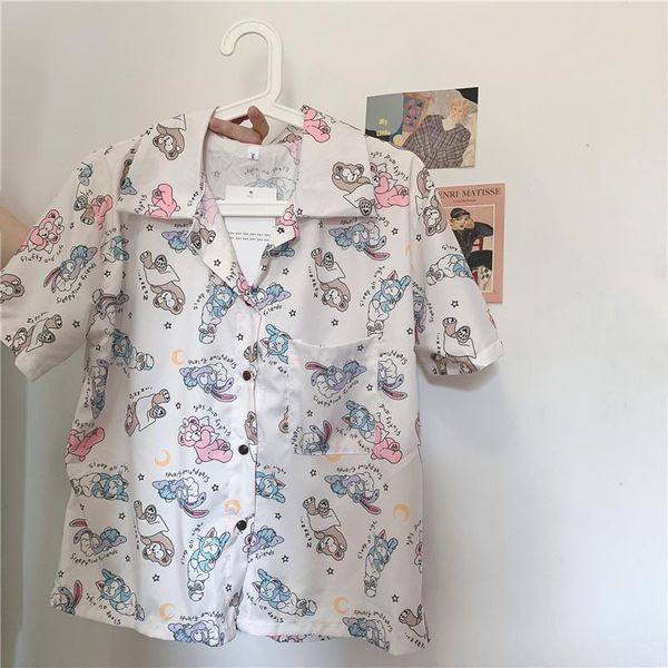 women's blouses & shirts high street kawaii women shirt cartoon fun cute graffiti print series short-sleeved summer korean, White
women's blouses & shirts high street kawaii women shirt cartoon fun cute graffiti print series short-sleeved summer korean, White