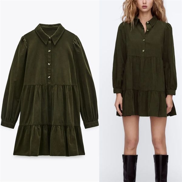 elegant green corduroy shirt dress women long sleeve button vintage mini dresses winter pleated vestidos 210524, Black;gray
elegant green corduroy shirt dress women long sleeve button vintage mini dresses winter pleated vestidos 210524, Black;gray