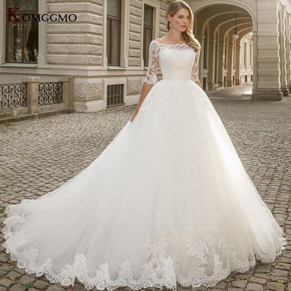 other wedding dresses custom made boat neck embroidery appliques tulle bridal ball gown luxury half sleeve court train lace up back dress, White
other wedding dresses custom made boat neck embroidery appliques tulle bridal ball gown luxury half sleeve court train lace up back dress, White
