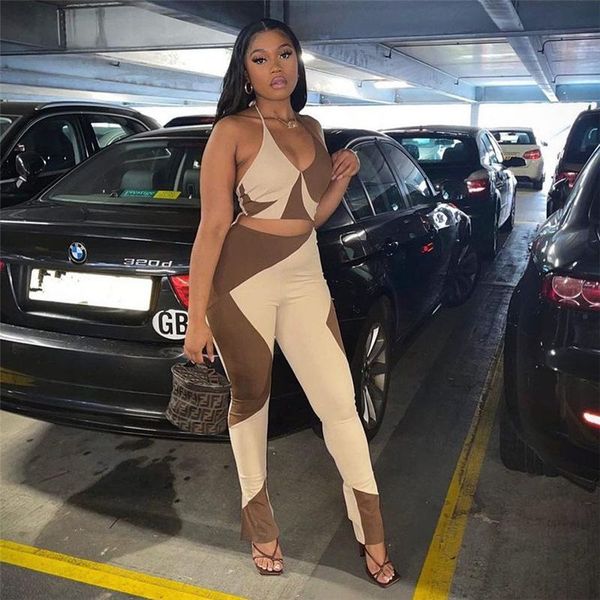 summer printed women's two-piece contrast color low-cut camisole hip-lifting flared trousers casual sports suit two piece pants, White
summer printed women's two-piece contrast color low-cut camisole hip-lifting flared trousers casual sports suit two piece pants, White