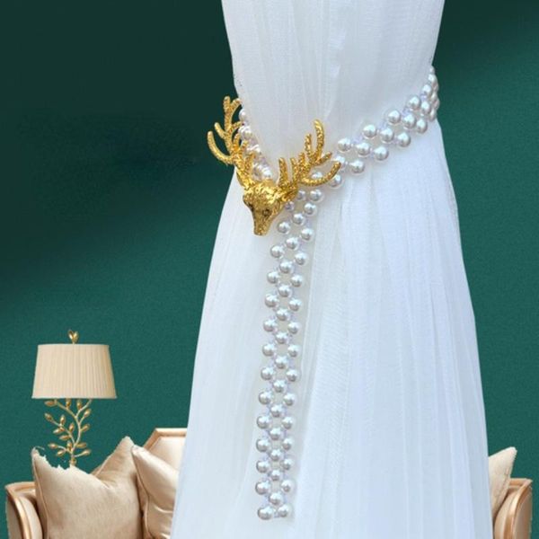 other home decor creative elk head pearl rope elastic hook curtain ornaments, nordic metal style decoration
other home decor creative elk head pearl rope elastic hook curtain ornaments, nordic metal style decoration