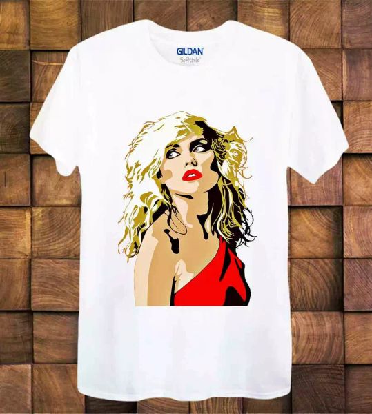 debbie harry blondie tee singer pop music ladies men's t shirt, White;black