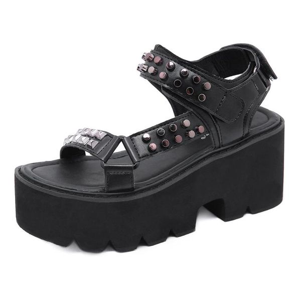 rivets platform sandals women chunky heels casual shoes punk gothic thick bottom comfort for office, Black
rivets platform sandals women chunky heels casual shoes punk gothic thick bottom comfort for office, Black
