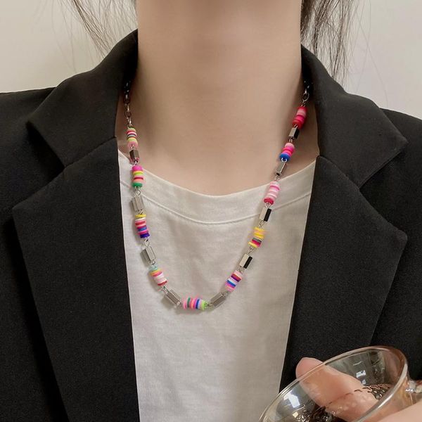 chokers ins vintage colorful polymer clay beaded necklace for female girl stainless steel chain party hip hop jewelry gift 2021, Golden;silver
chokers ins vintage colorful polymer clay beaded necklace for female girl stainless steel chain party hip hop jewelry gift 2021, Golden;silver