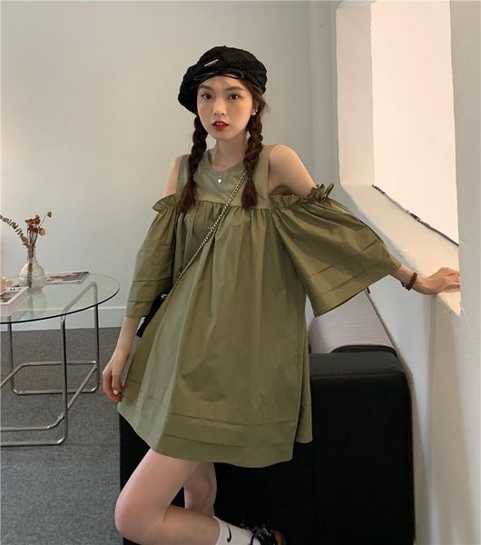 casual dresses 2021 summer korean version loose fake two-piece color contrast middle-sleeve dress large, Black;gray
casual dresses 2021 summer korean version loose fake two-piece color contrast middle-sleeve dress large, Black;gray