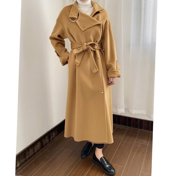south korea dongdamen autumn and winter women's long fashion double faced woolen cashmere coat wool & blends, Black
south korea dongdamen autumn and winter women's long fashion double faced woolen cashmere coat wool & blends, Black