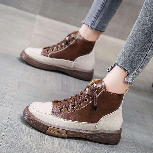 color matching work cloth round head flat bottom front lace up short boots low tube student women's sho in, Black
color matching work cloth round head flat bottom front lace up short boots low tube student women's sho in, Black