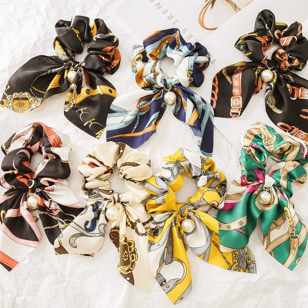 retro print scrunchies streamers pearl bow elastic hairband ponytail holder hair rope women lady designer fashion hair accessories hha851, Slivery;white
retro print scrunchies streamers pearl bow elastic hairband ponytail holder hair rope women lady designer fashion hair accessories hha851, Slivery;white