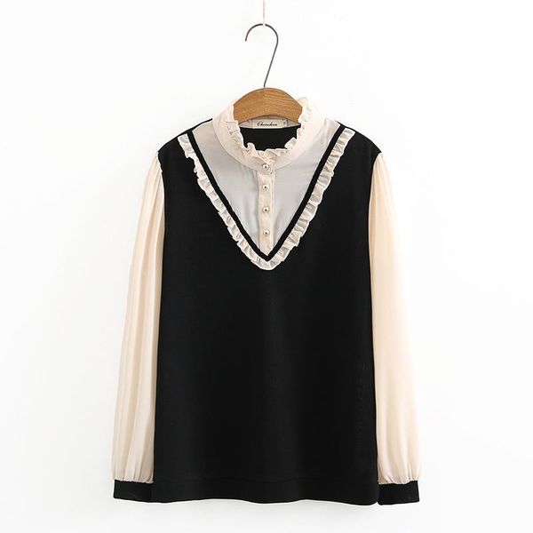 women's blouses & shirts plus size patchwork chiffon blouse long sleeved a-line ladies simple elegant muslimah blusas, White
women's blouses & shirts plus size patchwork chiffon blouse long sleeved a-line ladies simple elegant muslimah blusas, White