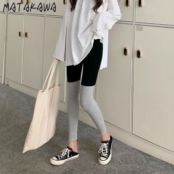 women's leggings matakawa high waist contrast color stitching stretch 2021 autumn korean slim vintage, Black
women's leggings matakawa high waist contrast color stitching stretch 2021 autumn korean slim vintage, Black