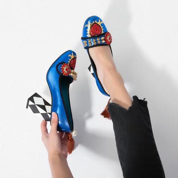 dress shoes runway crystal flower toe lingge chunky heels pumps women rivets studs square back pearl fringed glitter sheepskin, Black
dress shoes runway crystal flower toe lingge chunky heels pumps women rivets studs square back pearl fringed glitter sheepskin, Black