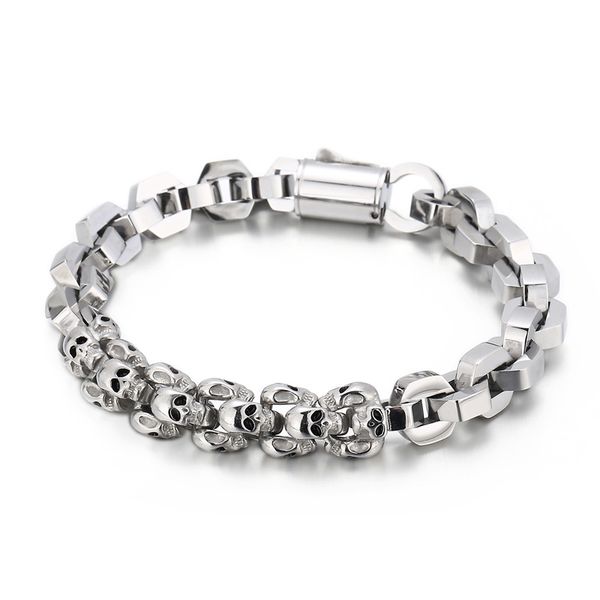 biker solid link chain bracelet gothic skull skeleton stainless steel bracelet for men jewelry 10mm 9 inches 71g weight, Black
biker solid link chain bracelet gothic skull skeleton stainless steel bracelet for men jewelry 10mm 9 inches 71g weight, Black