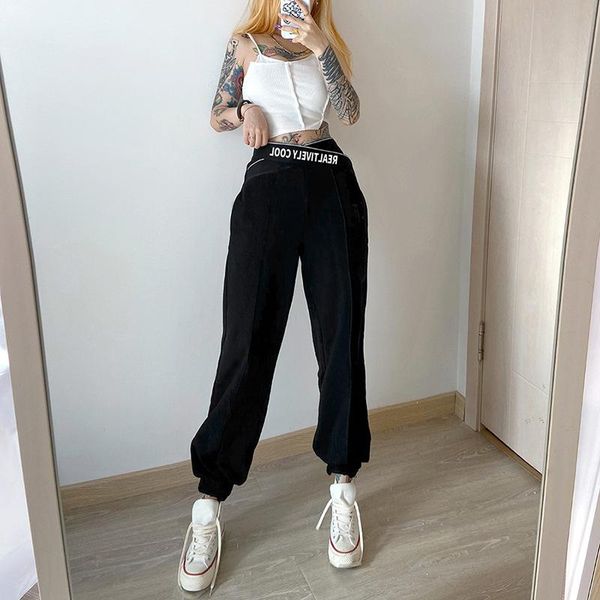 women's pants & capris high street black joggers women waist sweatpants loose fit ladies jogger trousers streetwear causal, Black;white
women's pants & capris high street black joggers women waist sweatpants loose fit ladies jogger trousers streetwear causal, Black;white