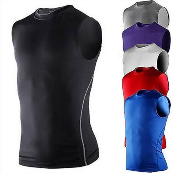 men strengh sleeveless fitness vest armour compression layer under base tank sports, White;black
men strengh sleeveless fitness vest armour compression layer under base tank sports, White;black
