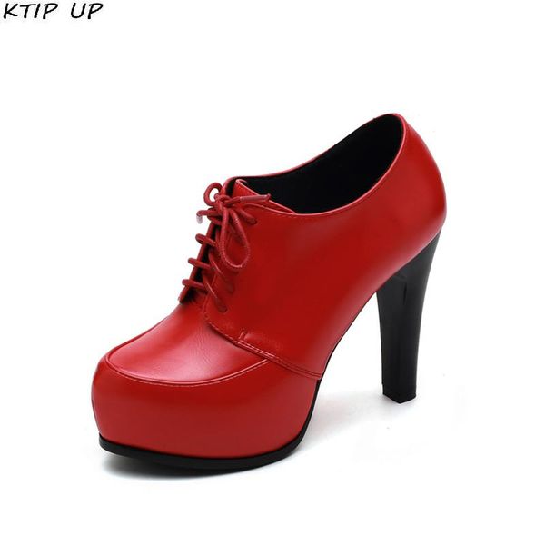 dress shoes women pumps high heels thin with spring autumn genuine leather lace-up platform plus size 34-43, Black
dress shoes women pumps high heels thin with spring autumn genuine leather lace-up platform plus size 34-43, Black